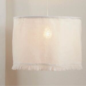One Allium Way Ivory Fringed Drum Pendant Shade